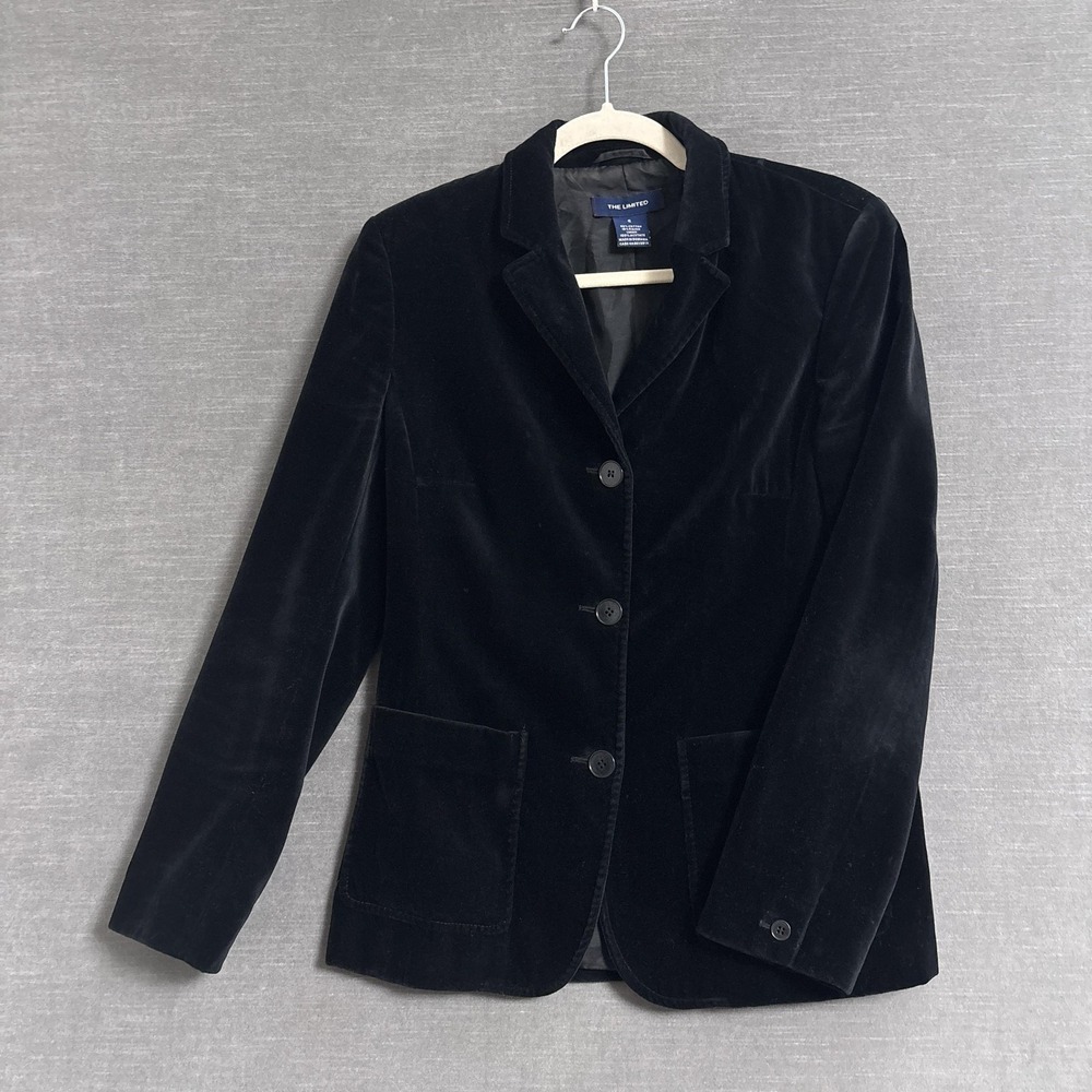 Vintage Limited Blazer Small Black Velvet Single Breasted Gothic Holiday Y2k 90s